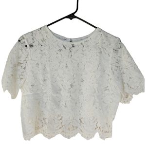 NWOT Laced White Crop Top, Size M